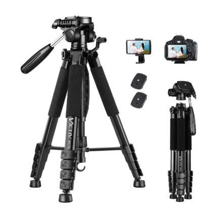 Aluminum Camera Tripod with Phone Holder & Bag